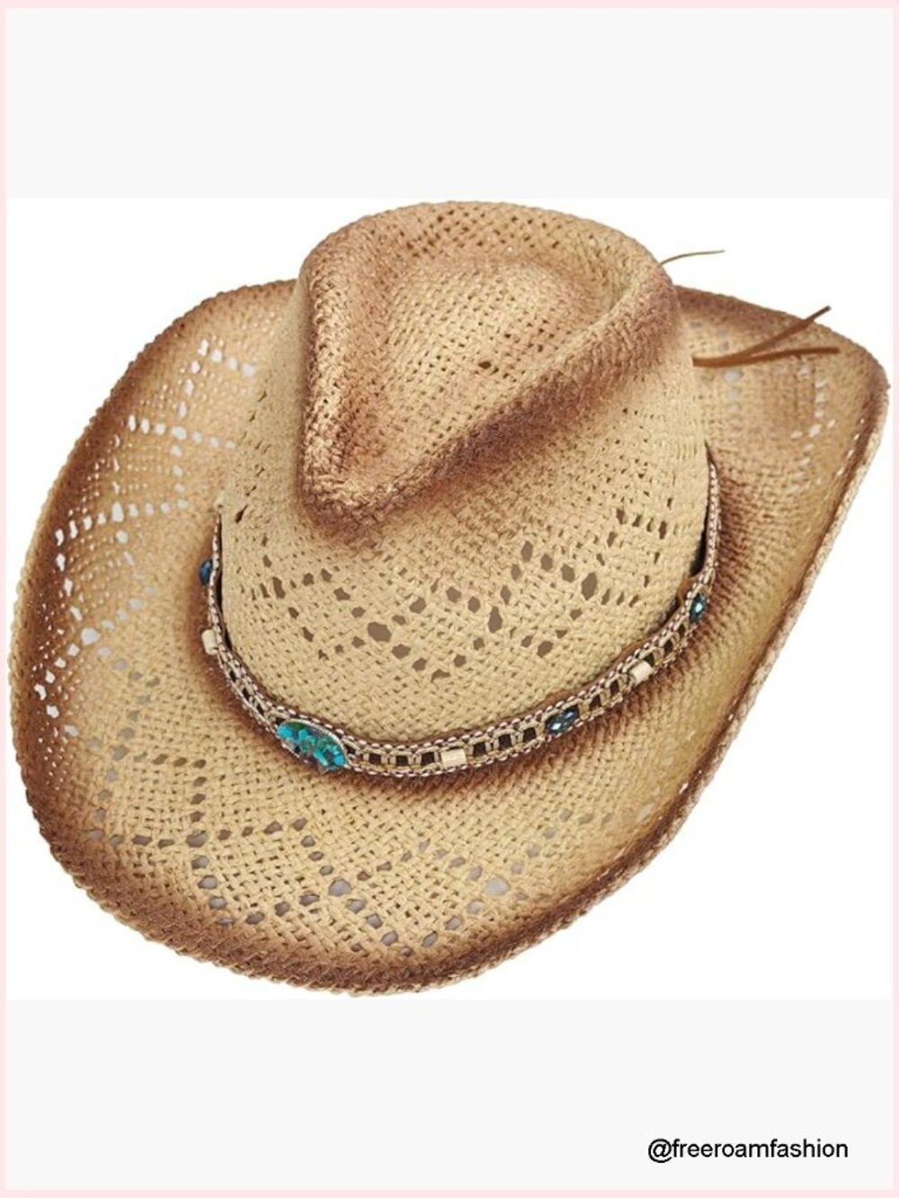 Western Straw Cowboy Hat Woven Sun Hat Cowgirl Beach Festival